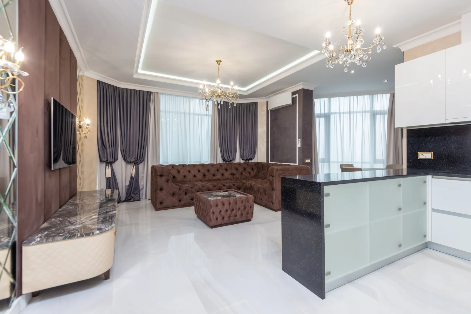 An elegant residential interior with generous natural light